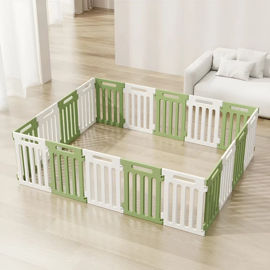 Plastic dog indoor isolation fence with guardrail panels in multiple colour combinations