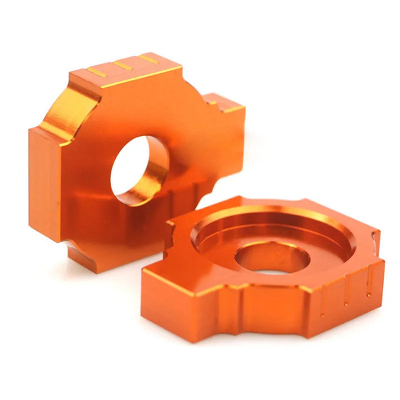 Orange KTM motorcycle rear fork regulator screw pair for Duke 200 390 990 models
