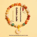 Handmade Chinese bracelet with peace buckle clasp in Jinsi Jade or red agate with 6mm beads