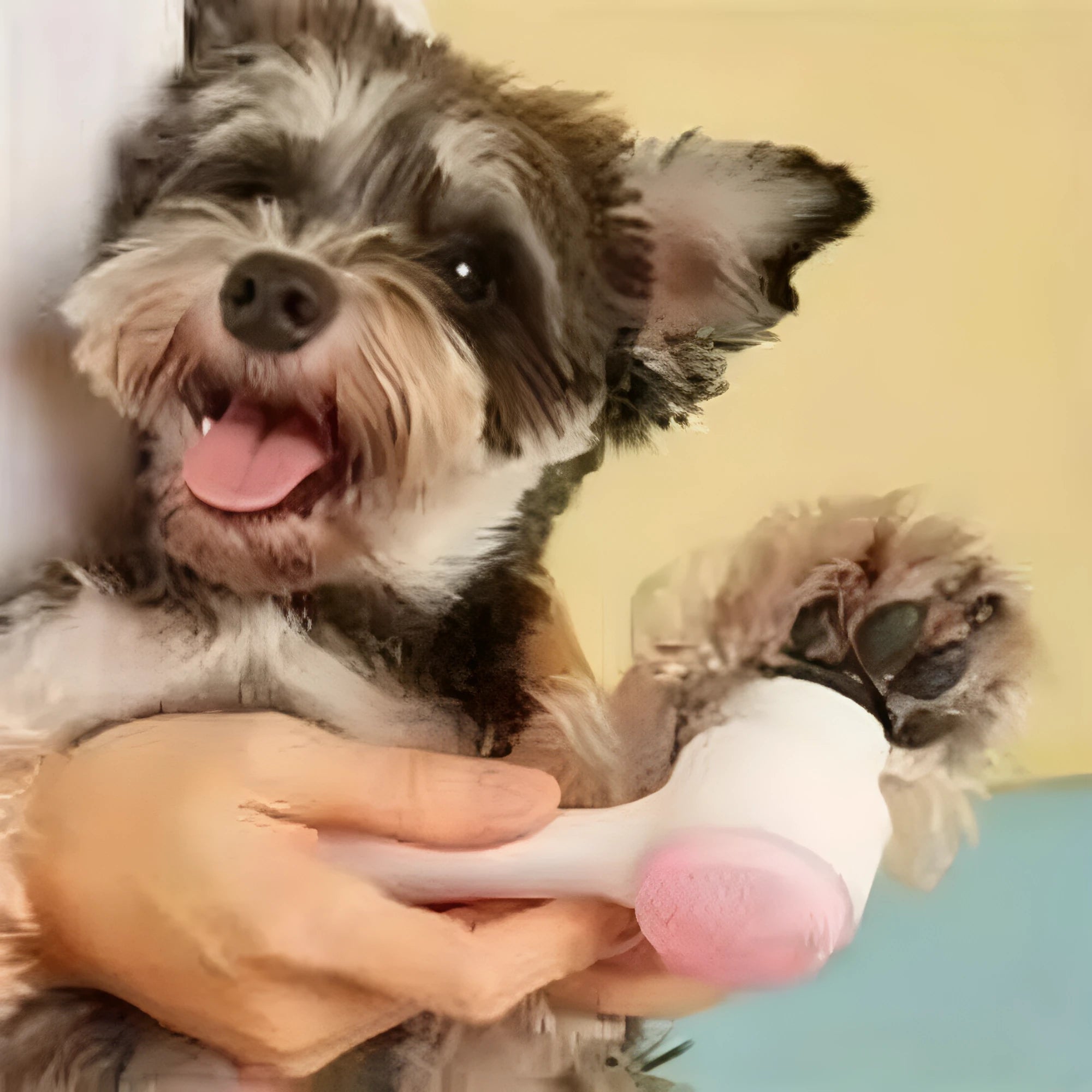 Blue nylon pet paw brush for dogs and cats measuring 13.5 cm long