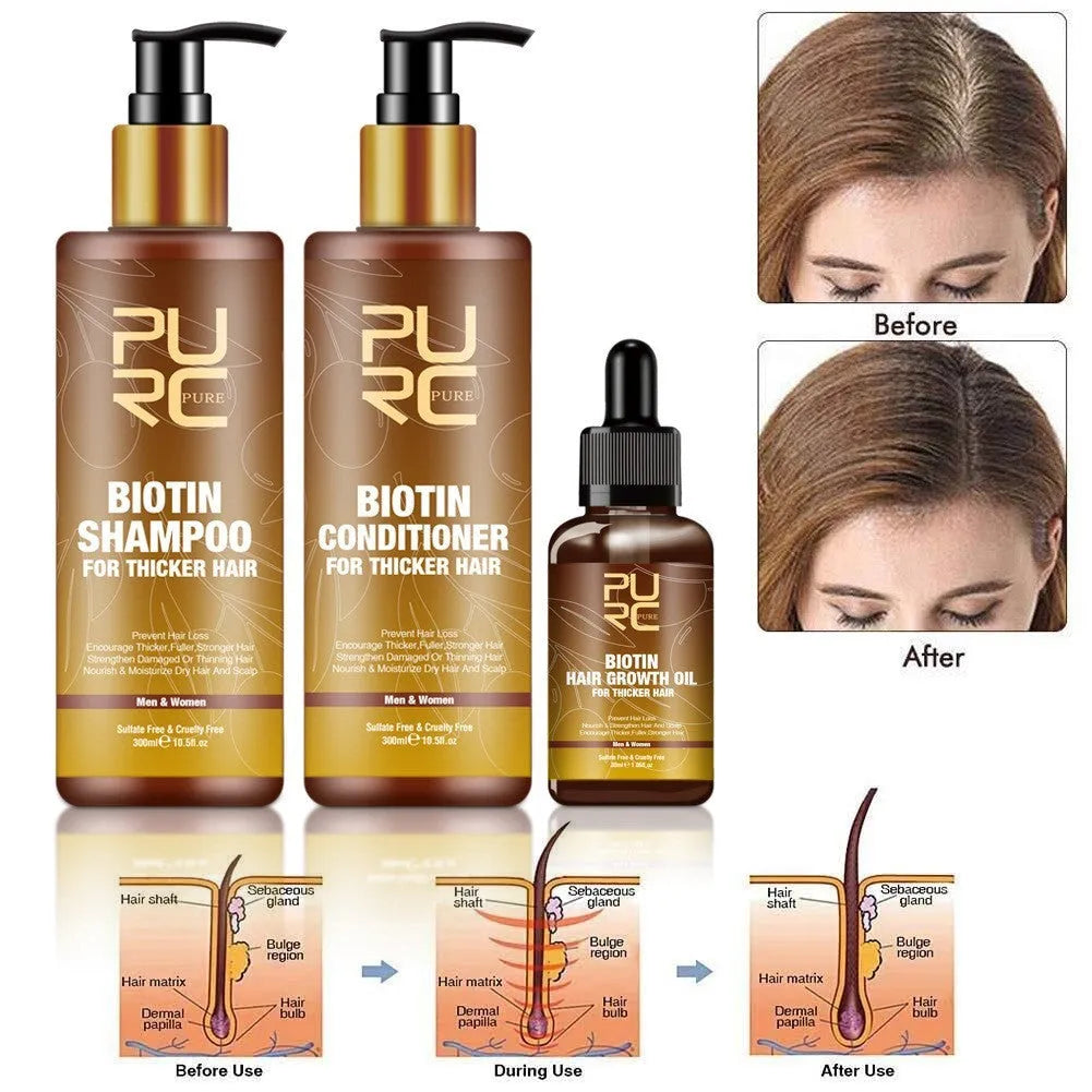 PURC Ginger Biotin hair care three-piece set shampoo 300ml conditioner 300ml biotin essential oil 30ml