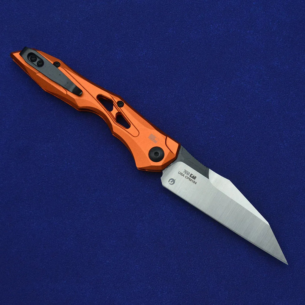 Black folding fruit knife with D2 steel blade and aluminium handle for camping