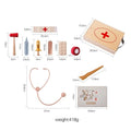 Wooden children's doctor play set with stethoscope educational toy in cloth bag packaging