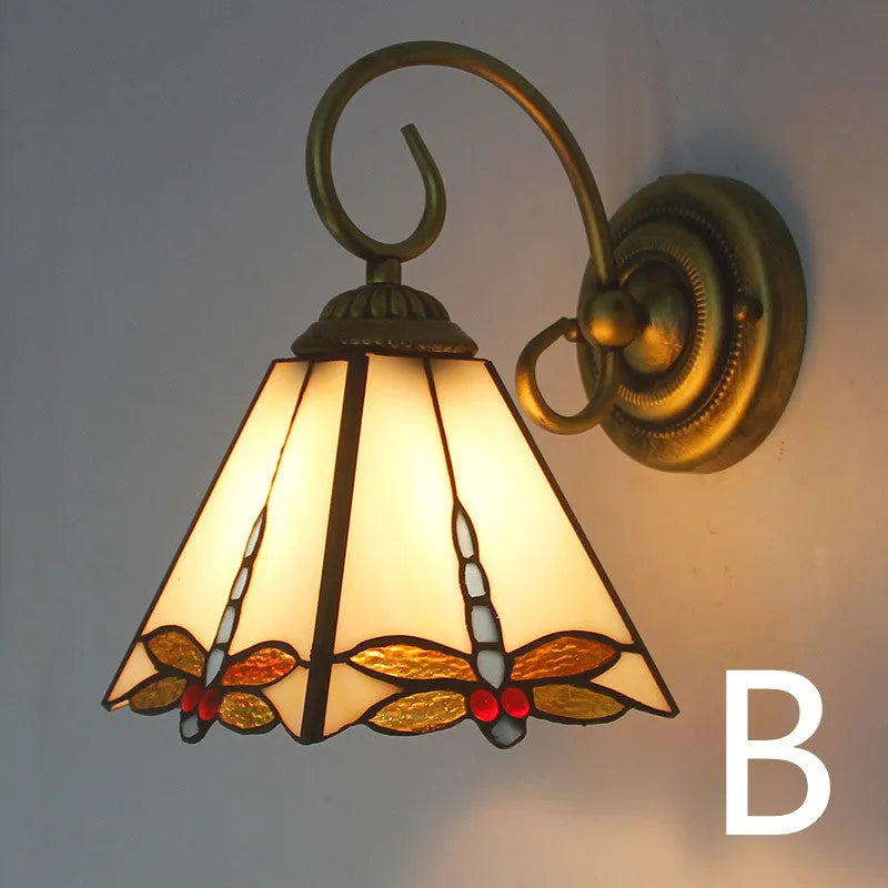 A simple modern stained glass wall lamp for corridors, shown in one of six available coloured styles.