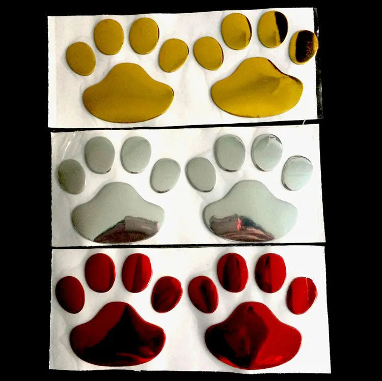 PVC car sticker with hand-shaped brush design showing dog footprints pattern measuring 7 cm length