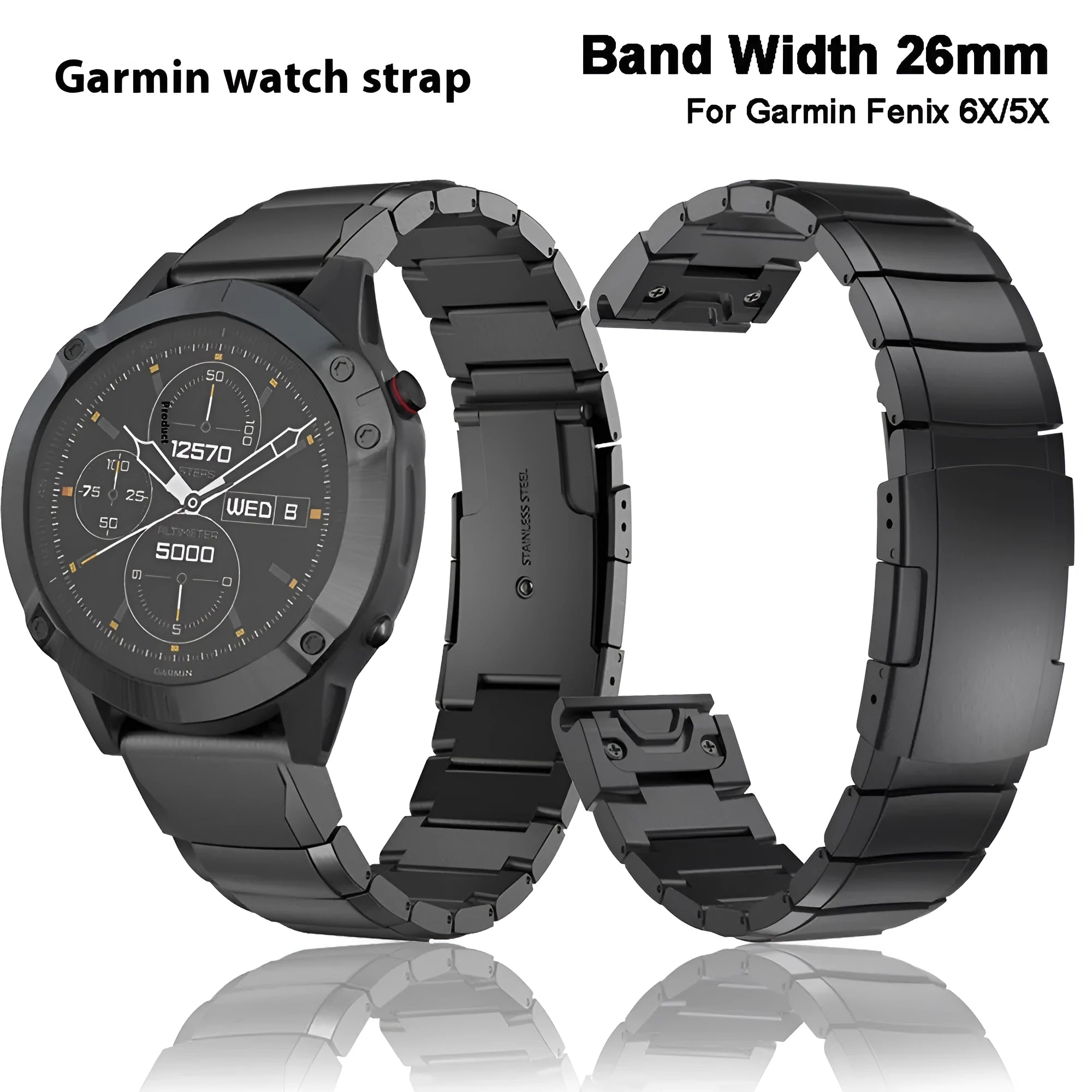 Stainless steel watch band for Garmin Fenix 3 and Fenix 5X smartwatches