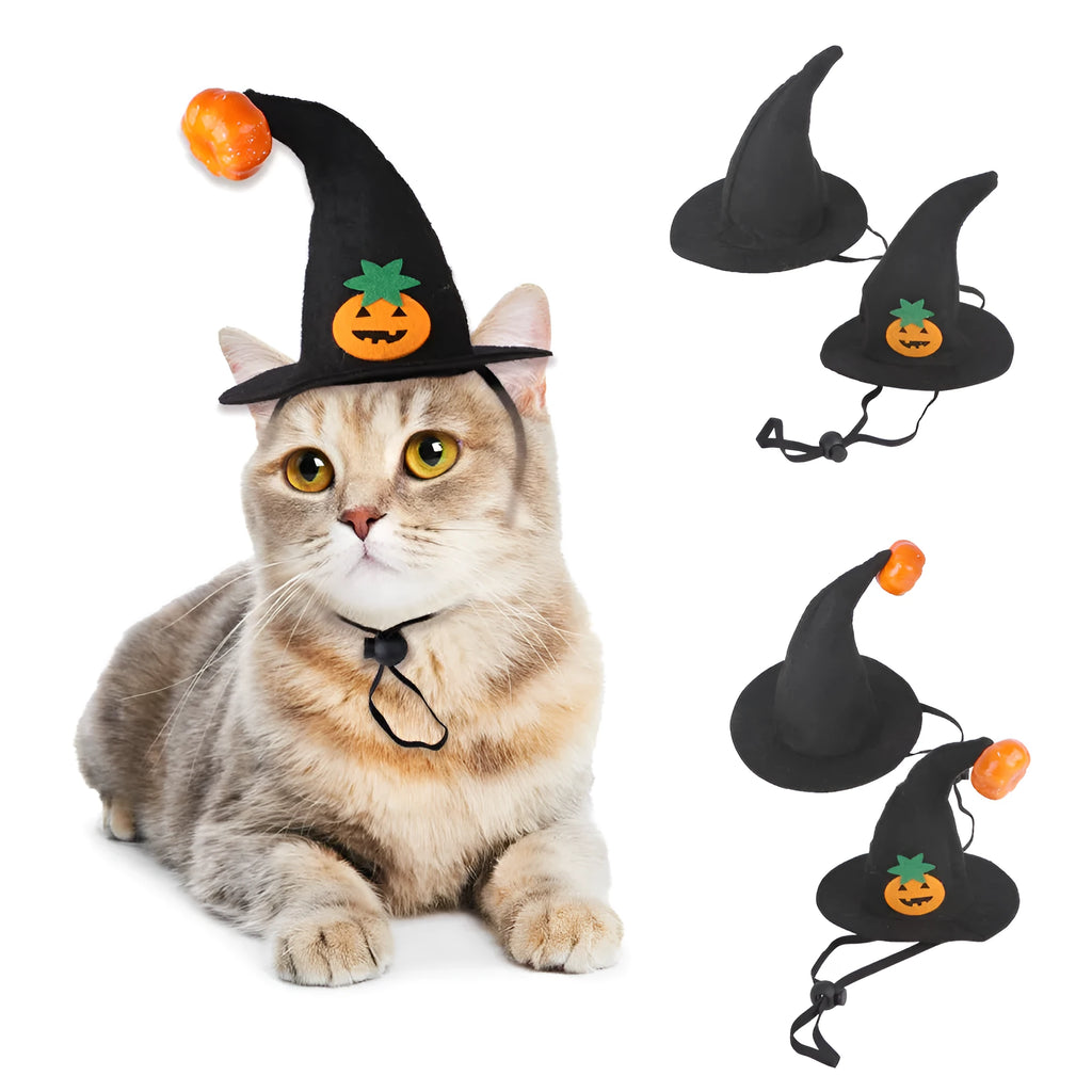 Cloth pumpkin Halloween hat for cats with embossed seasonal designs