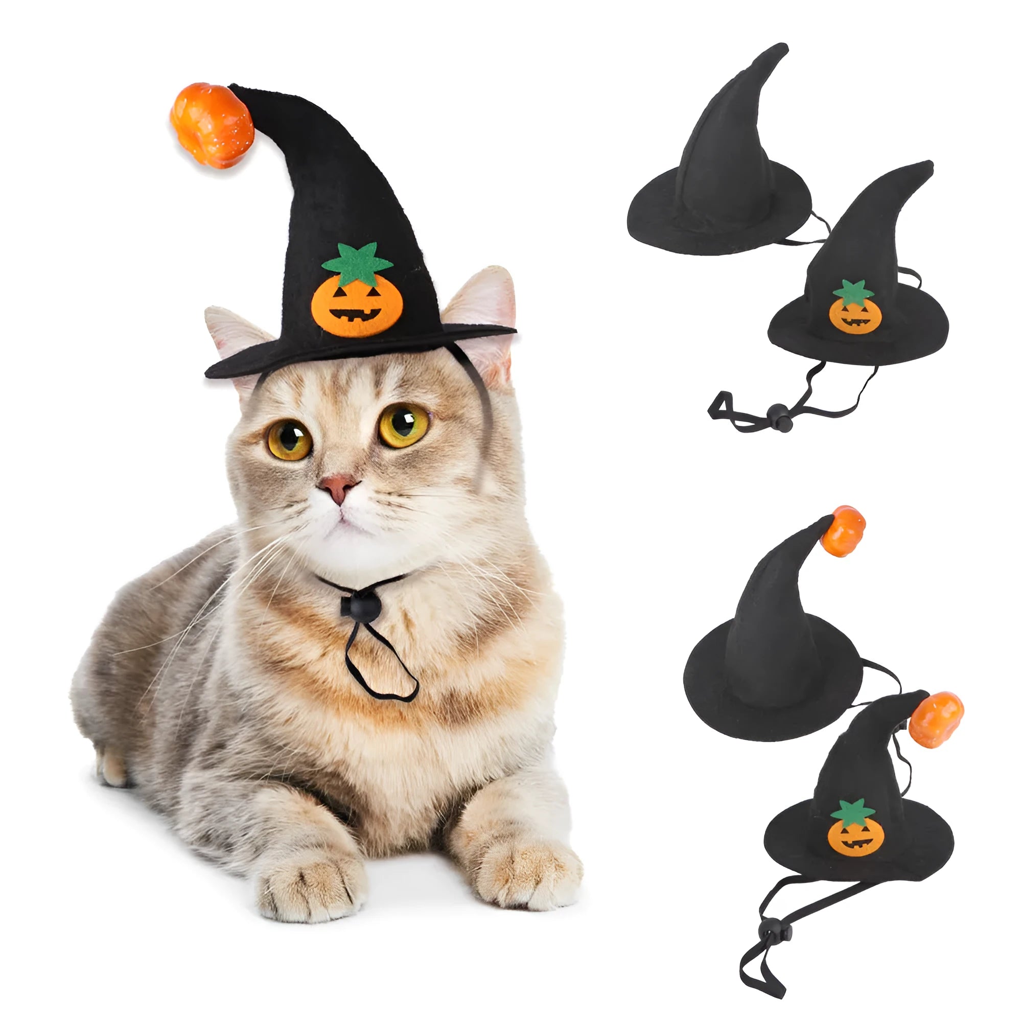 Cloth pumpkin Halloween hat for cats with embossed seasonal designs