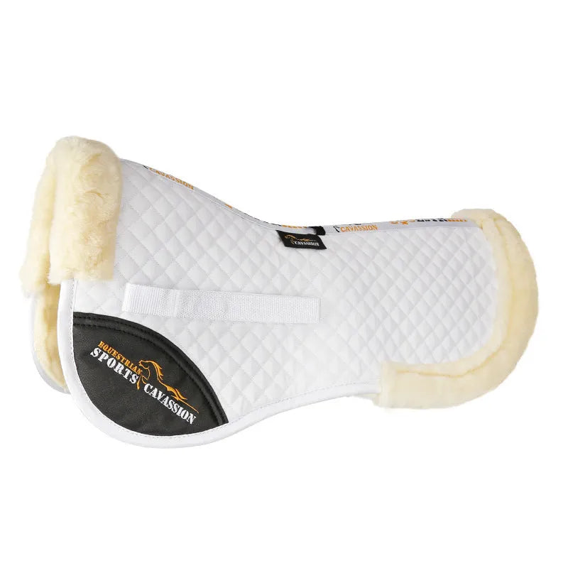 Riding saddle pad for waist protection in black, navy blue, white, or wine red.