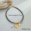 Leopard pattern electroplated stainless steel women's necklace with geometric pendant on adjustable chain