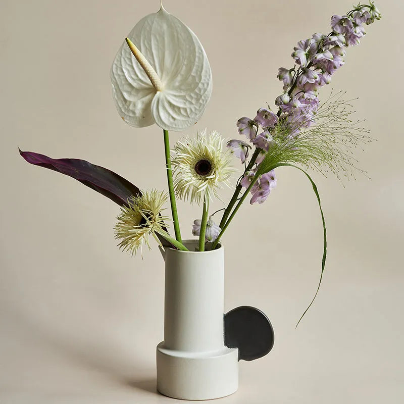 Fashion Simple Home medium ceramic vase in misty moon colour on a tabletop