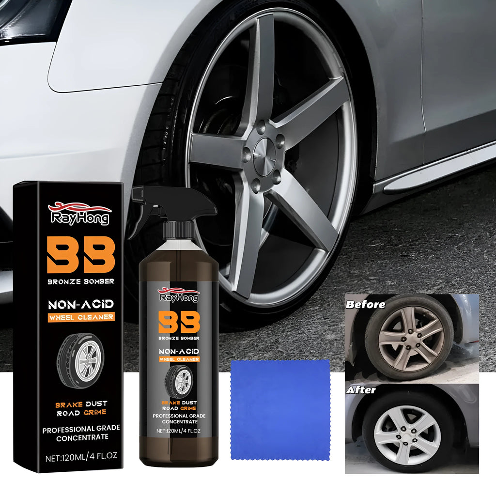 Car tyre cleaner aerosol spray kit with cleaning towel for wheel maintenance