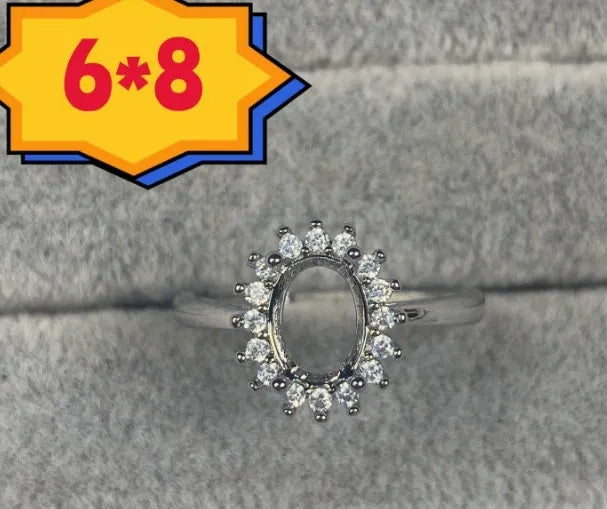 Oval denier ring with open mouth design, 6*8 main stone, and five-pointed star detail in electroplated copper