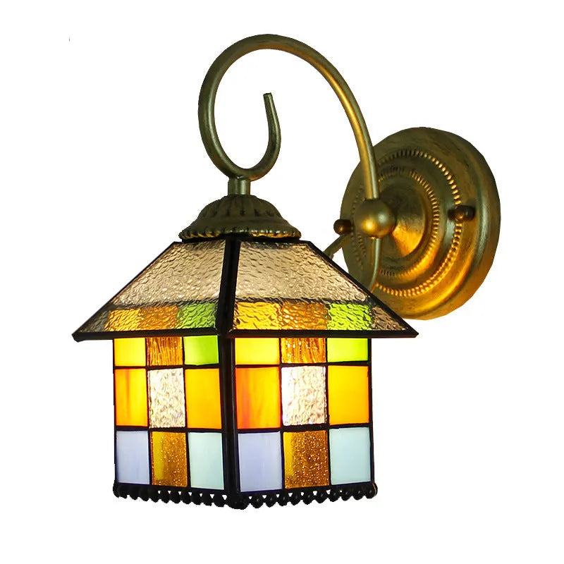 A simple modern stained glass wall lamp for corridors, shown in one of six available coloured styles.
