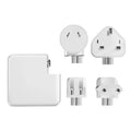 61W wireless laptop charger with international plug options in compact 7x7x3cm size
