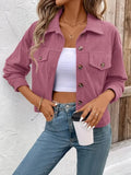 Women's retro artistic polyester shirt coat jacket in loose fit with button front