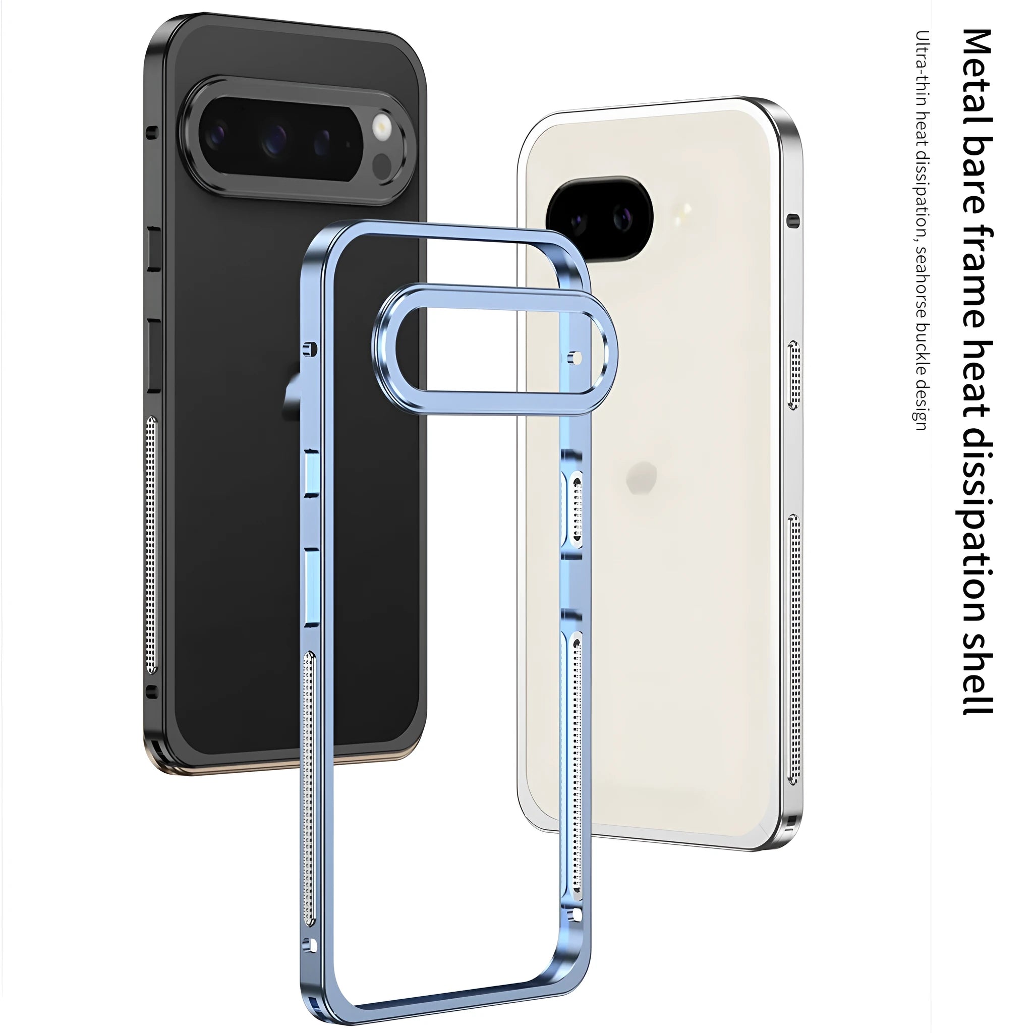 Aluminium alloy heat dissipation phone case for Google Pixel 9 Pro XL with bracket and half-pack design