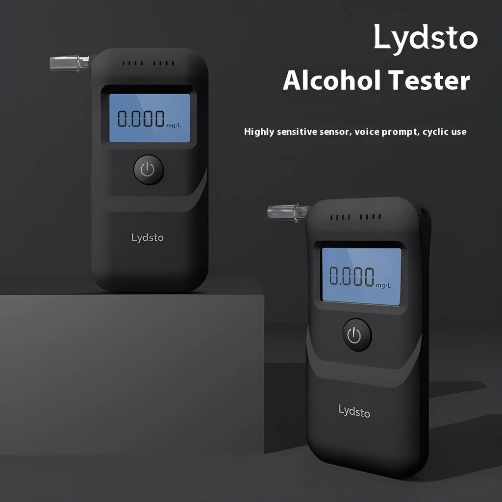 Black portable alcohol breath tester for household drunk driving detection