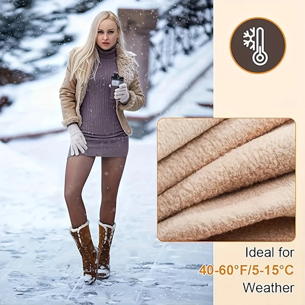 Anti-snagging keep warm outerwear leggings in nylon with wool lining in black, coffee, and silver silk colours.