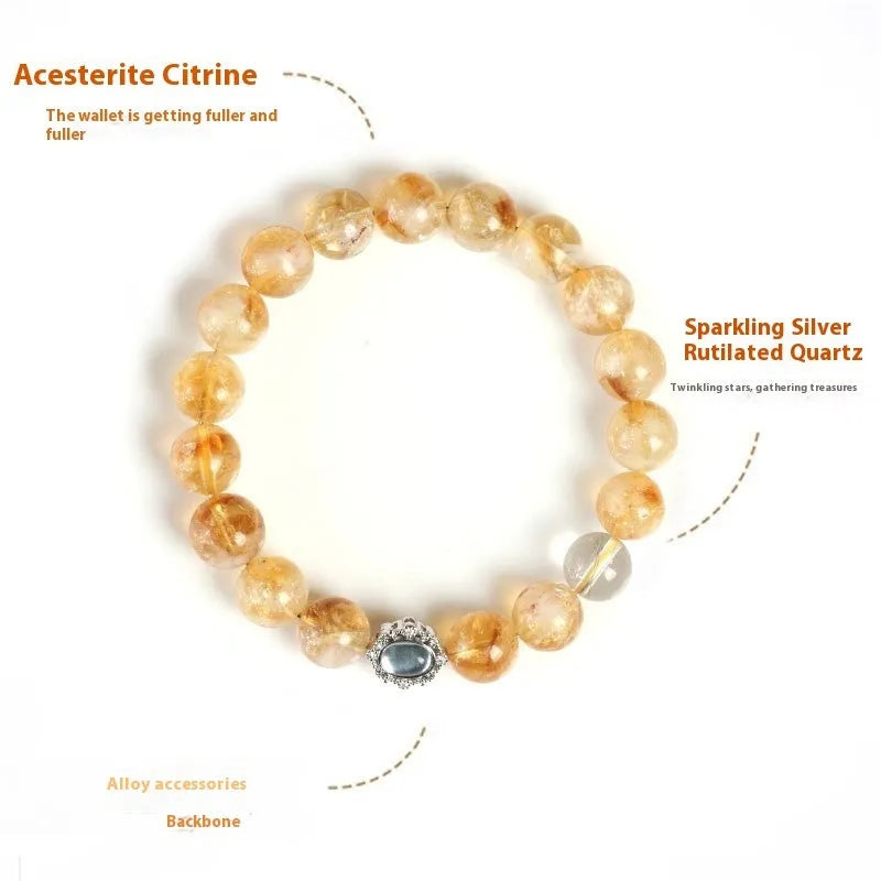 Geometric crystal citrine bracelet with 10mm size and grinding treatment in unisex style.