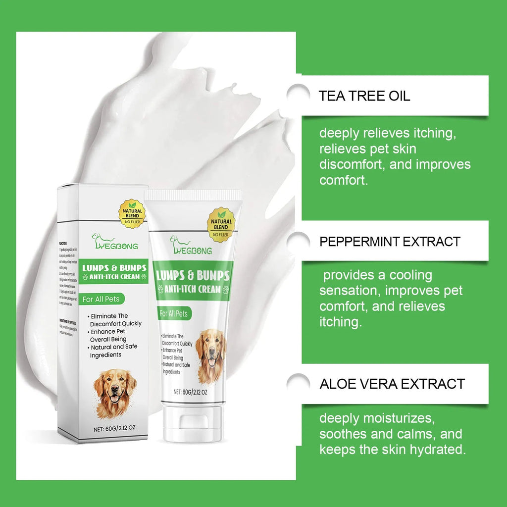 Tube of pet itch relieving cream for cats measuring 5.5cm by 13.3cm with 60g net weight