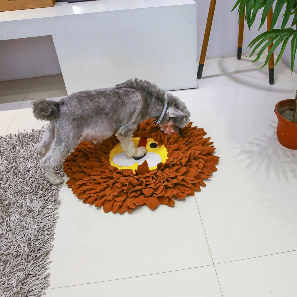 Brown lion design sniffing pad pet toy for dogs and cats, 33cm long