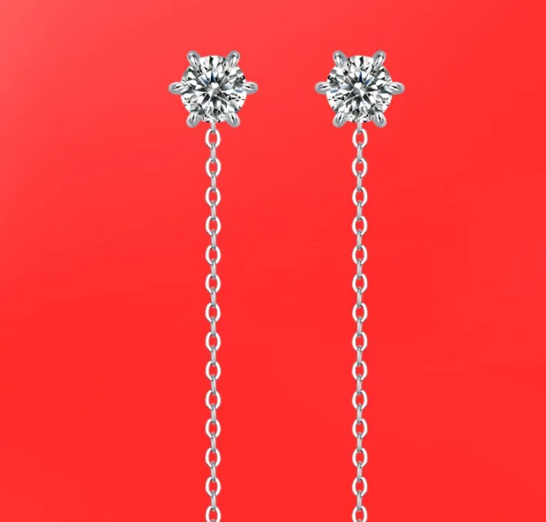 Six-claw moissanite stud earrings sterling silver heart-shaped geometric design 0.5ct