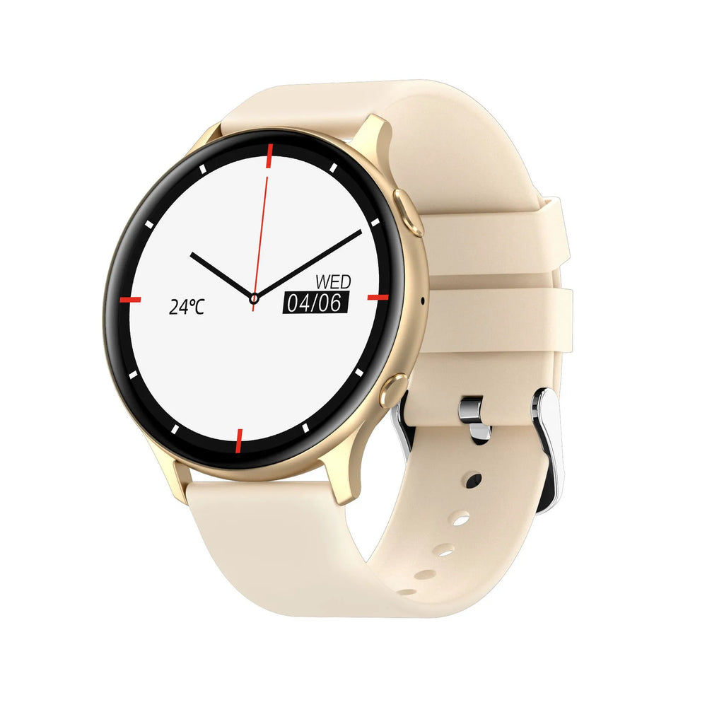 Black smartwatch with silicone strap showing heart rate and call functions on a 1.32-inch screen