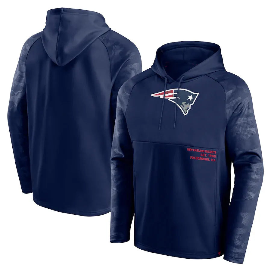 men's navy blue loose-fit polyester casual sports hoodie front view