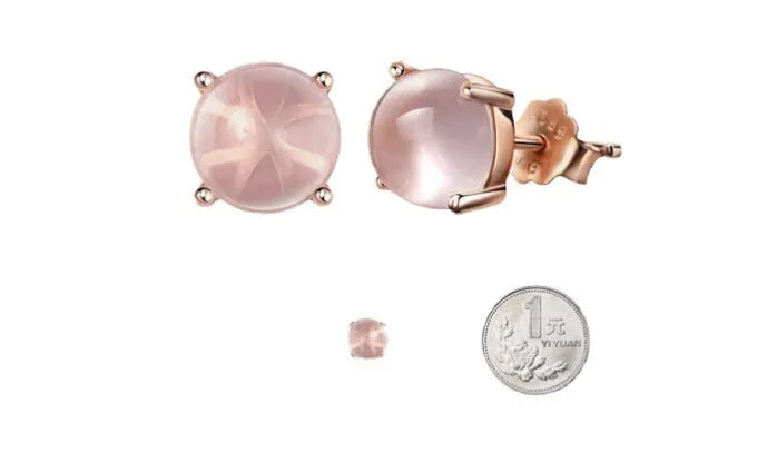 Rose gold drop earrings with Korean style design and synthetic ross quartz