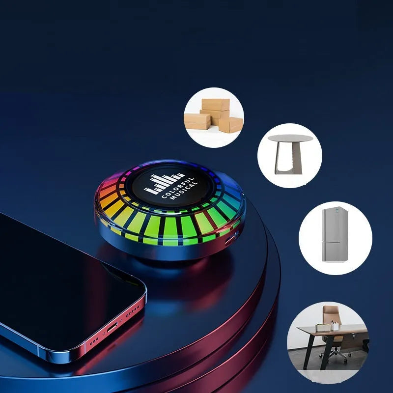 Compact voice-controlled Bluetooth polar light atmosphere lamp with stereo speaker.