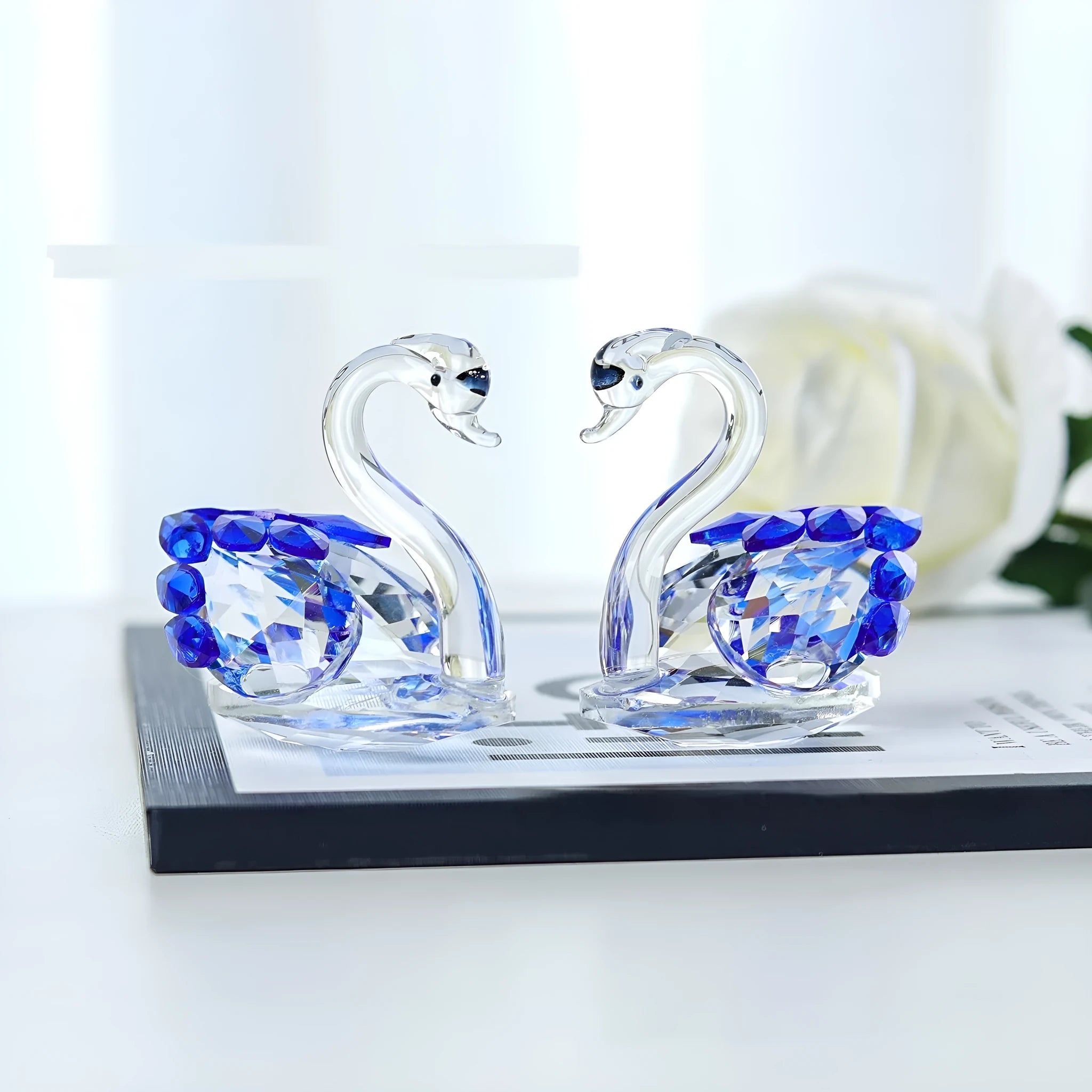White crystal swan ornament in modern simplicity style with colour options