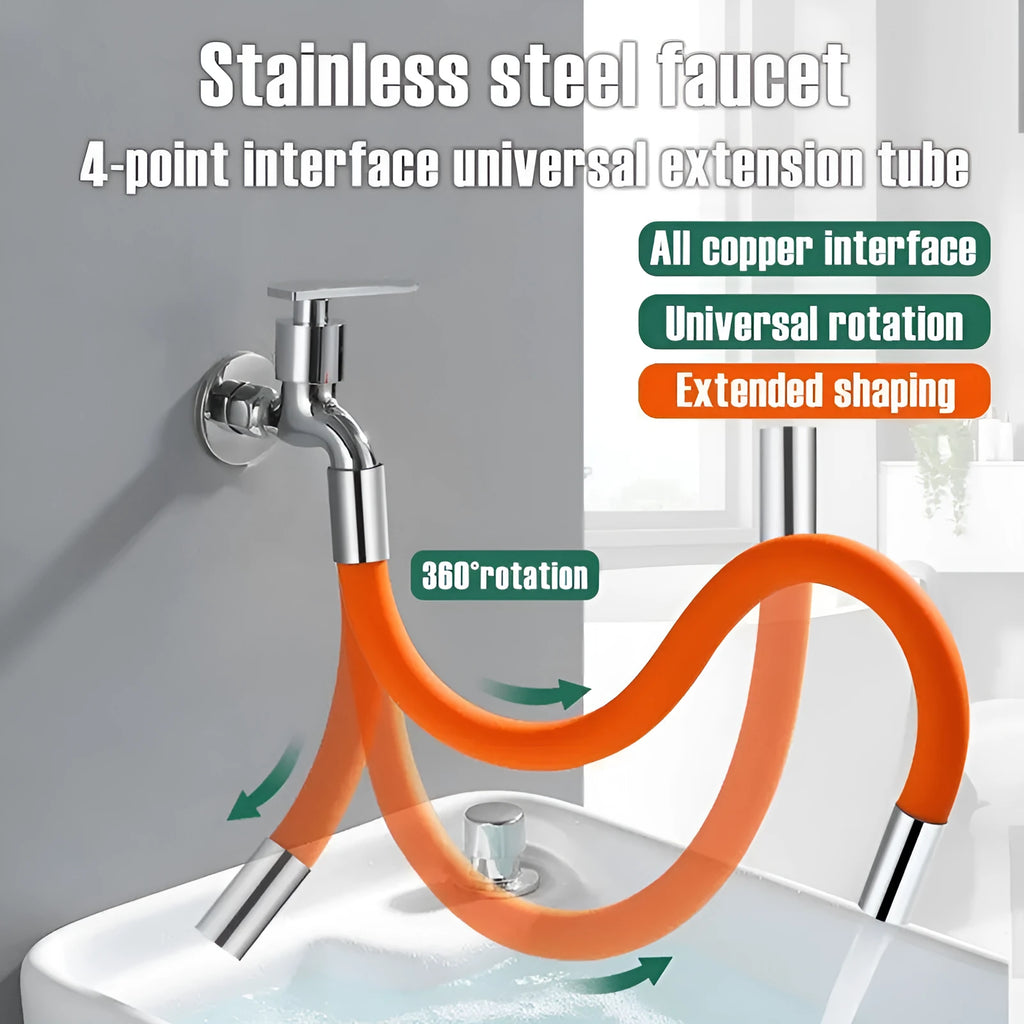 Faucet extension extender with 360 degree rotation, stainless steel, black finish, 20cm length