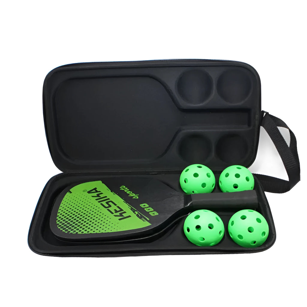 Black EVA foam pickleball equipment case with two padded shoulder straps, showing size.