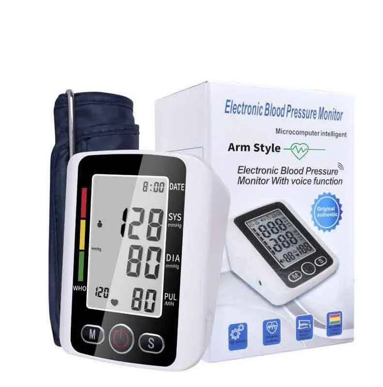 Automatic arm electronic blood pressure monitor with large screen on ABS plastic body