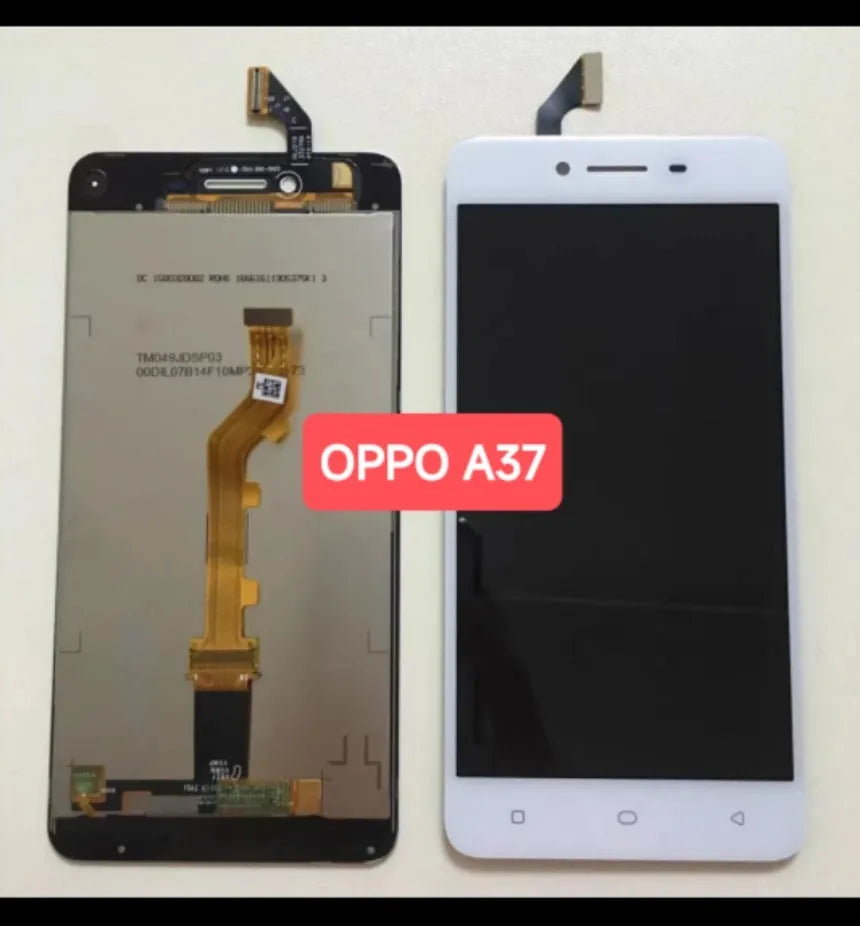 Integrated LCD screen assembly for A37 smartphone repair in black and white colour options
