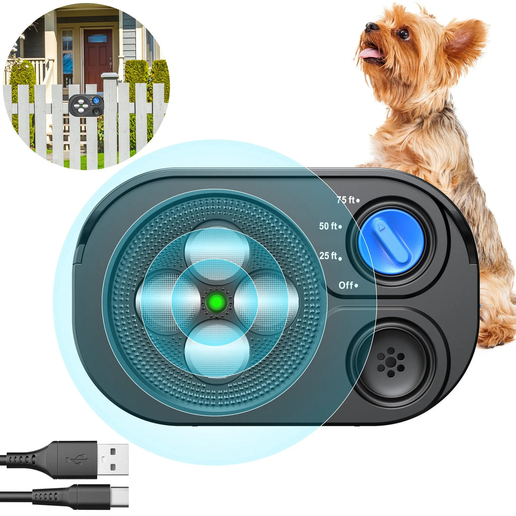 Automatic ultrasonic bark stopping dog training device black ABS casing compact 124x77x42mm