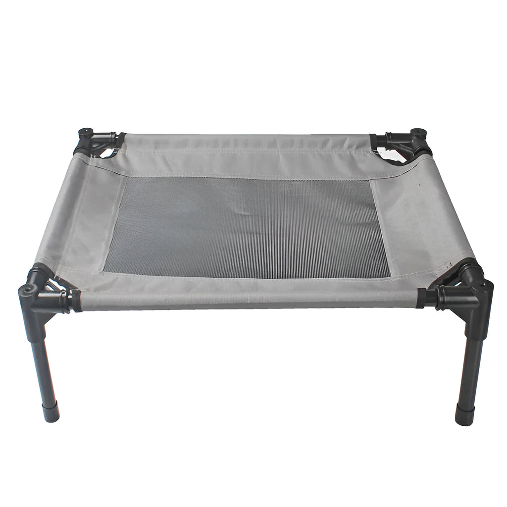 Black outdoor pet dog bed with removable Oxford cloth cover on steel frame