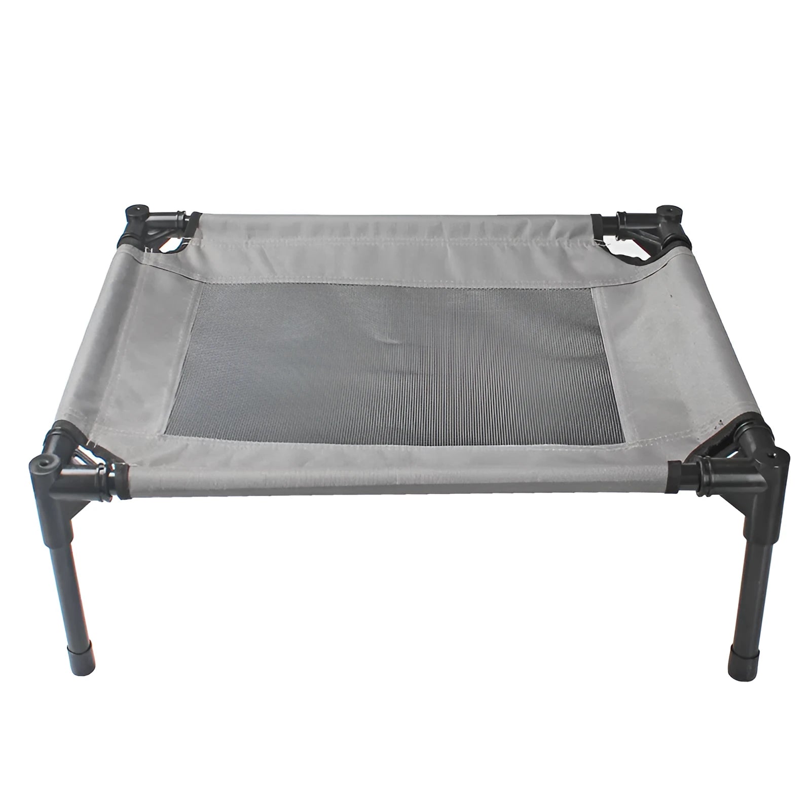 Black outdoor pet dog bed with removable Oxford cloth cover on steel frame