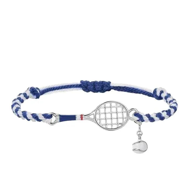 Copper woven wristband with retro blue and white rope, dream catcher and eight-pointed star geometric design