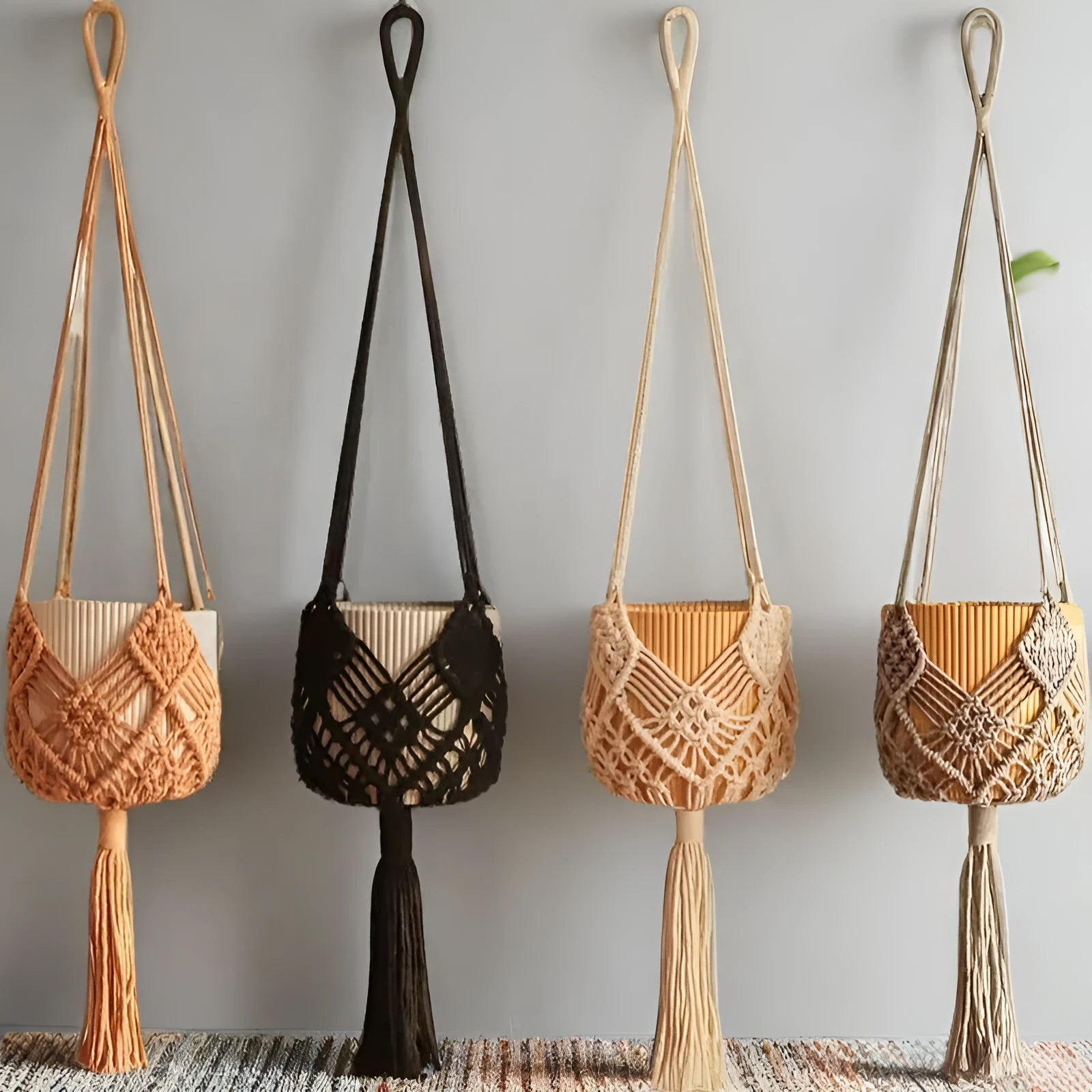 Hand-woven polyester cotton flower pot in minimalist design with seven colour options