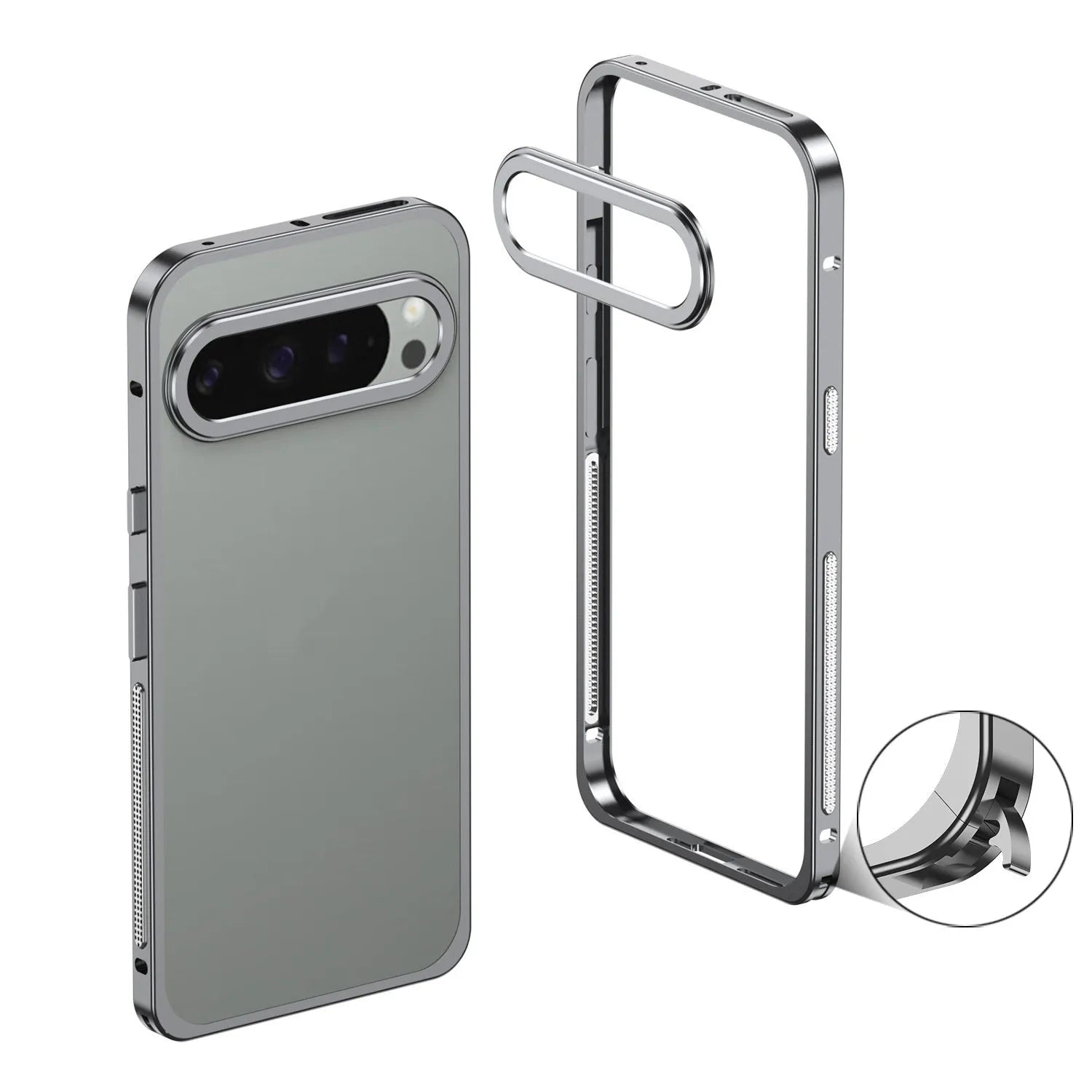 Aluminium alloy heat dissipation phone case for Google Pixel 9 Pro XL with bracket and half-pack design