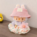 Love Bear pendant doll clothes dress set in pink with matching hat on light background