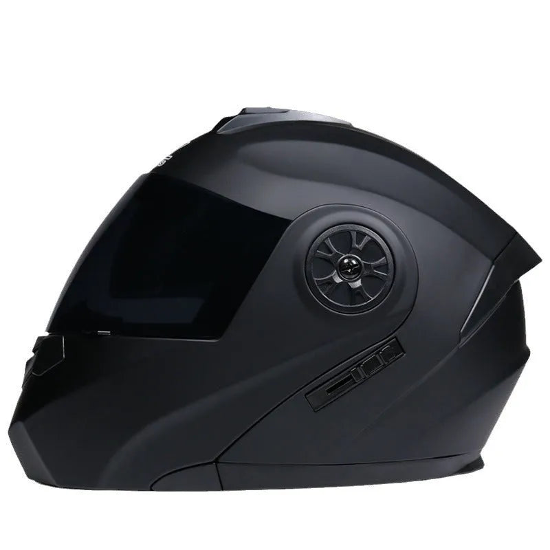 Battery grey full face motorcycle helmet with ABS construction shown in S/M/L/XL size options