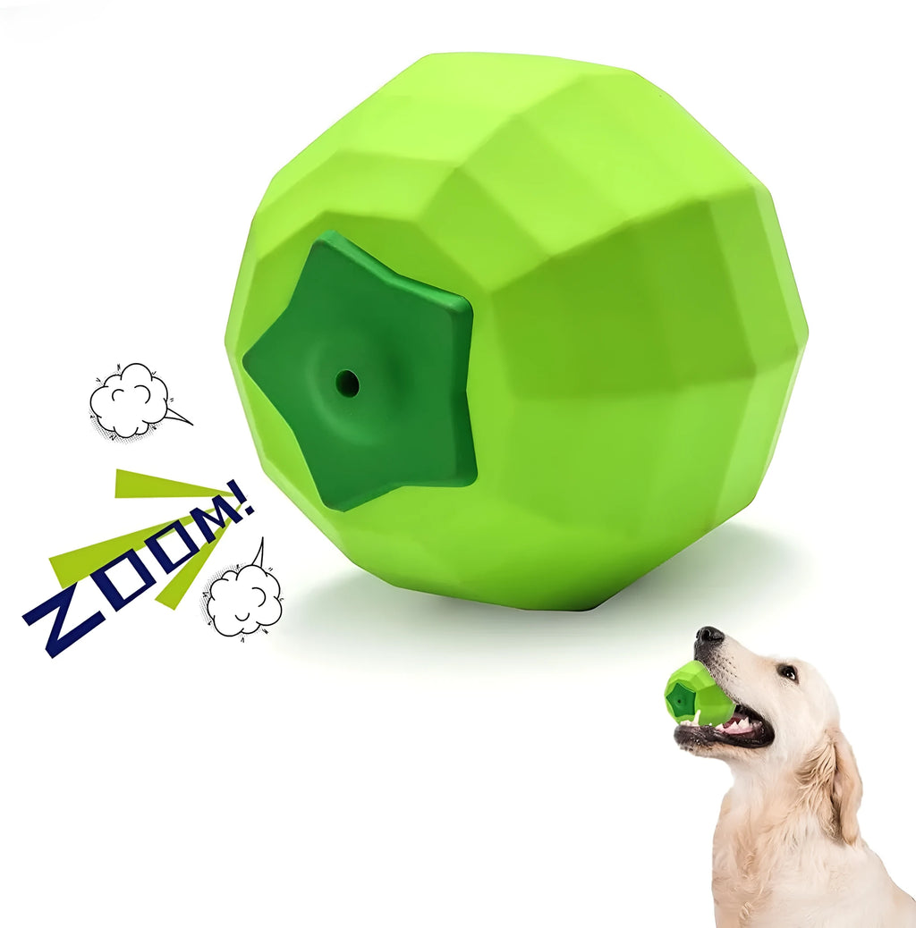 Green natural rubber squeaky dog toy ball for large breed aggressive chewers