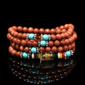 Women's golden star stone mantra bracelet with 108 nugget sand pieces and Chinese fu character ornament