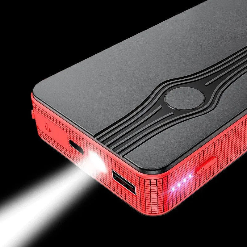 Red K4-E automobile emergency jump starter and portable power bank with USB port.