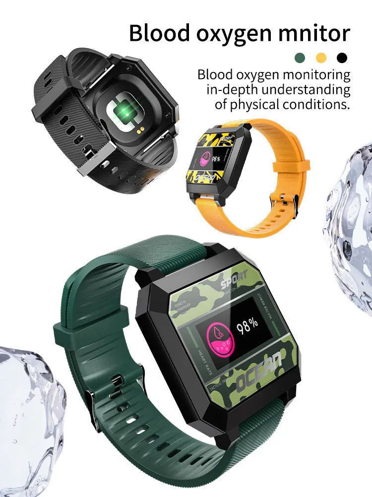 Smart sports watch with heart rate, blood pressure, oximeter and step tracker on 0.96 inch TFT display