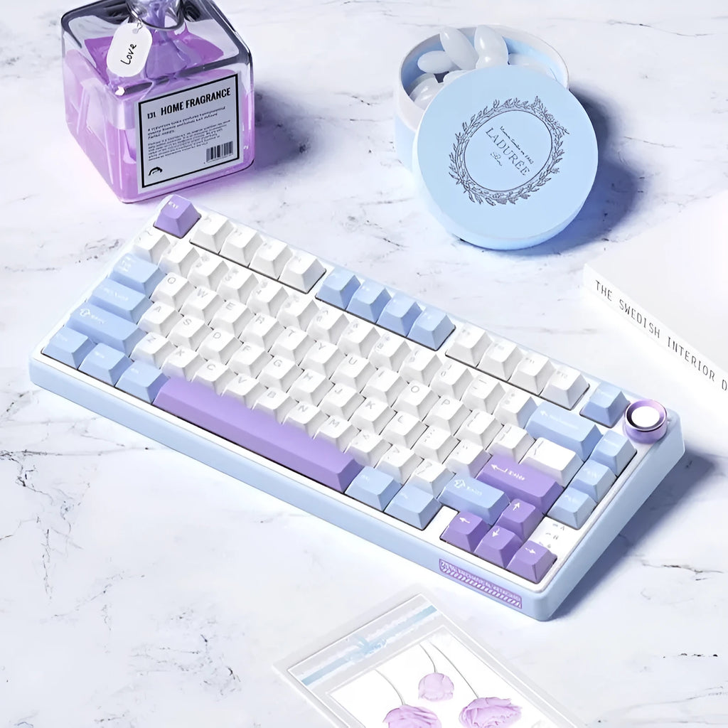 Wireless mechanical keyboard with RGB backlighting and hot-swappable switches in multiple colour options