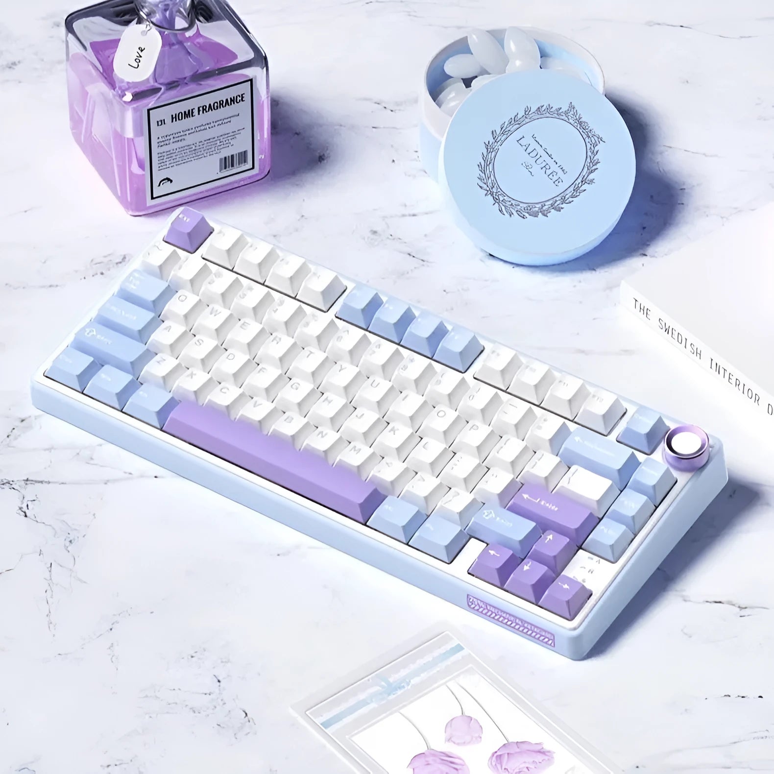 Wireless mechanical keyboard with RGB backlighting and hot-swappable switches in multiple colour options